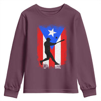 Puerto Rico Flag Baseball Youth Sweatshirt Cool Distressed Jersey Gift Boricua Boys - Wonder Print Shop