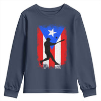 Puerto Rico Flag Baseball Youth Sweatshirt Cool Distressed Jersey Gift Boricua Boys - Wonder Print Shop