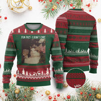 Cat Meme Ugly Christmas Sweater Fun Fact I Dont Care Funny Saying Quote - Wonder Print Shop