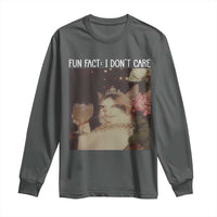 Cat Meme Long Sleeve Shirt Fun Fact I Dont Care Funny Saying Quote - Wonder Print Shop