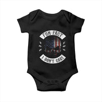 Fun Fact I Dont Care Baby Onesie Retro US Flag Skull Skeleton Funny Saying Quote