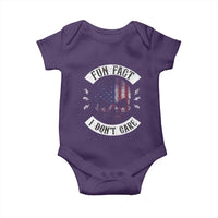Fun Fact I Dont Care Baby Onesie Retro US Flag Skull Skeleton Funny Saying Quote