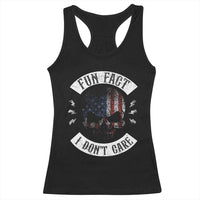 Fun Fact I Dont Care Racerback Tank Top Retro US Flag Skull Skeleton Funny Saying Quote