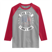 Fun Fact I Dont Care Raglan Shirt Retro US Flag Skull Skeleton Funny Saying Quote