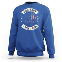 Fun Fact I Dont Care Sweatshirt Retro US Flag Skull Skeleton Funny Saying Quote