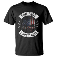 Fun Fact I Dont Care T Shirt Retro US Flag Skull Skeleton Funny Saying Quote