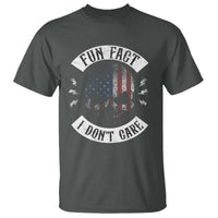 Fun Fact I Dont Care T Shirt Retro US Flag Skull Skeleton Funny Saying Quote