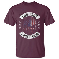 Fun Fact I Dont Care T Shirt Retro US Flag Skull Skeleton Funny Saying Quote