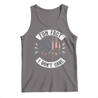 Fun Fact I Dont Care Tank Top Retro US Flag Skull Skeleton Funny Saying Quote