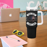 Fun Fact I Dont Care Tumbler With Handle Retro US Flag Skull Skeleton Funny Saying Quote