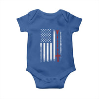 American Flag Rosary Catholic Cross Baby Onesie