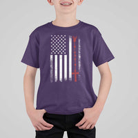American Flag Rosary Catholic Cross T Shirt For Kid
