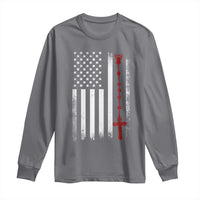 American Flag Rosary Catholic Cross Long Sleeve Shirt
