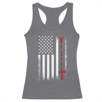 American Flag Rosary Catholic Cross Racerback Tank Top
