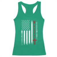 American Flag Rosary Catholic Cross Racerback Tank Top