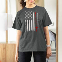 American Flag Rosary Catholic Cross T Shirt For Women