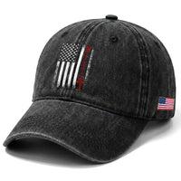 American Flag Rosary Catholic Cross Washed Cotton Baseball Cap