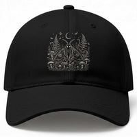 Mothman Baseball Cap Vintage Cryptid Graphic Gothic Forest Moth Mushroom Folklore Gift