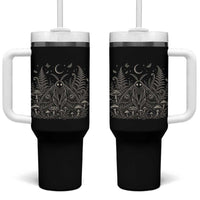Mothman Tumbler With Handle Vintage Cryptid Graphic Gothic Forest Moth Mushroom Folklore Gift