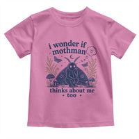 Funny Mothman Toddler T Shirt I Wonder If Mothman Thinks About Me Too Cryptid Weirdcore