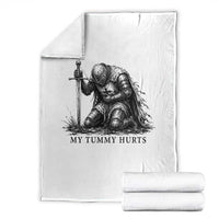 Tummy Hurts Funny Medieval Knight Throw Blanket Dark Fantasy Meme