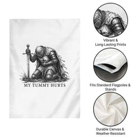 Tummy Hurts Funny Medieval Knight Garden Flag Dark Fantasy Meme