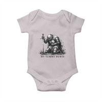 Tummy Hurts Funny Medieval Knight Baby Onesie Dark Fantasy Meme