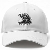 Tummy Hurts Funny Medieval Knight Baseball Cap Dark Fantasy Meme