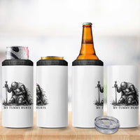 Tummy Hurts Funny Medieval Knight 4 in 1 Can Cooler Tumbler Dark Fantasy Meme