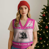 Tummy Hurts Funny Medieval Knight V-Neck Knit Sweater Vest Dark Fantasy Meme