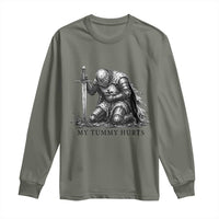 Tummy Hurts Funny Medieval Knight Long Sleeve Shirt Dark Fantasy Meme