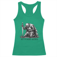 Tummy Hurts Funny Medieval Knight Racerback Tank Top Dark Fantasy Meme