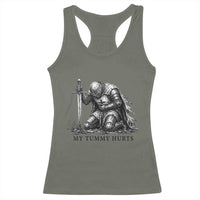 Tummy Hurts Funny Medieval Knight Racerback Tank Top Dark Fantasy Meme