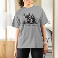 Tummy Hurts Funny Medieval Knight T Shirt For Women Dark Fantasy Meme