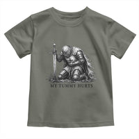 Tummy Hurts Funny Medieval Knight Toddler T Shirt Dark Fantasy Meme