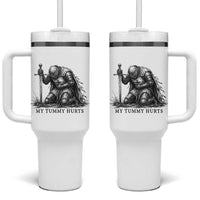 Tummy Hurts Funny Medieval Knight Tumbler With Handle Dark Fantasy Meme