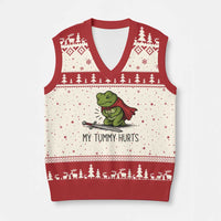 Tummy Hurts Funny Medieval Frog V-Neck Knit Sweater Vest Dark Fantasy Meme