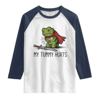 Tummy Hurts Funny Medieval Frog Raglan Shirt Dark Fantasy Meme