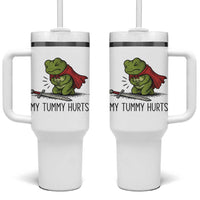 Tummy Hurts Funny Medieval Frog Tumbler With Handle Dark Fantasy Meme
