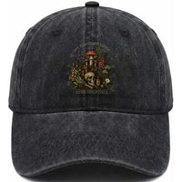 All Plants Are Edible Some Only Once Washed Cotton Baseball Cap Vintage Botanical Mushroom Skull Gothic Plant Lover