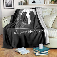 Funny Cat Throw Blanket I Do Not Think Therefore I Do Not Am Goth Emo Grunge Witchy - Wonder Print Shop
