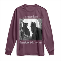Funny Cat Long Sleeve Shirt I Do Not Think Therefore I Do Not Am Goth Emo Grunge Witchy - Wonder Print Shop