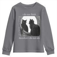 Funny Cat Youth Sweatshirt I Do Not Think Therefore I Do Not Am Goth Emo Grunge Witchy - Wonder Print Shop