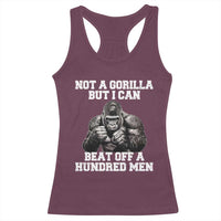 Funny Internet Meme Racerback Tank Top Not A Gorilla But I Can Beat Off 100 Men - Wonder Print Shop
