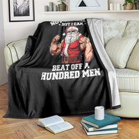 Funny Muscle Santa Throw Blanket Not A Gorilla But I Can Beat Off 100 Men Bodybuilder Christmas - Wonder Print Shop
