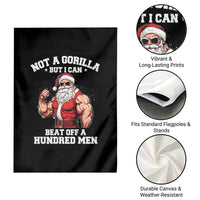 Funny Muscle Santa Garden Flag Not A Gorilla But I Can Beat Off 100 Men Bodybuilder Christmas - Wonder Print Shop