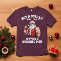 Funny Muscle Santa T Shirt Not A Gorilla But I Can Beat Off 100 Men Bodybuilder Christmas - Wonder Print Shop