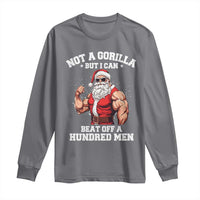 Funny Muscle Santa Long Sleeve Shirt Not A Gorilla But I Can Beat Off 100 Men Bodybuilder Christmas - Wonder Print Shop