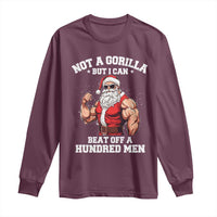 Funny Muscle Santa Long Sleeve Shirt Not A Gorilla But I Can Beat Off 100 Men Bodybuilder Christmas - Wonder Print Shop