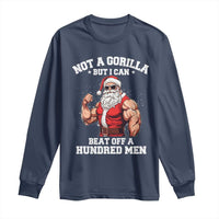 Funny Muscle Santa Long Sleeve Shirt Not A Gorilla But I Can Beat Off 100 Men Bodybuilder Christmas - Wonder Print Shop